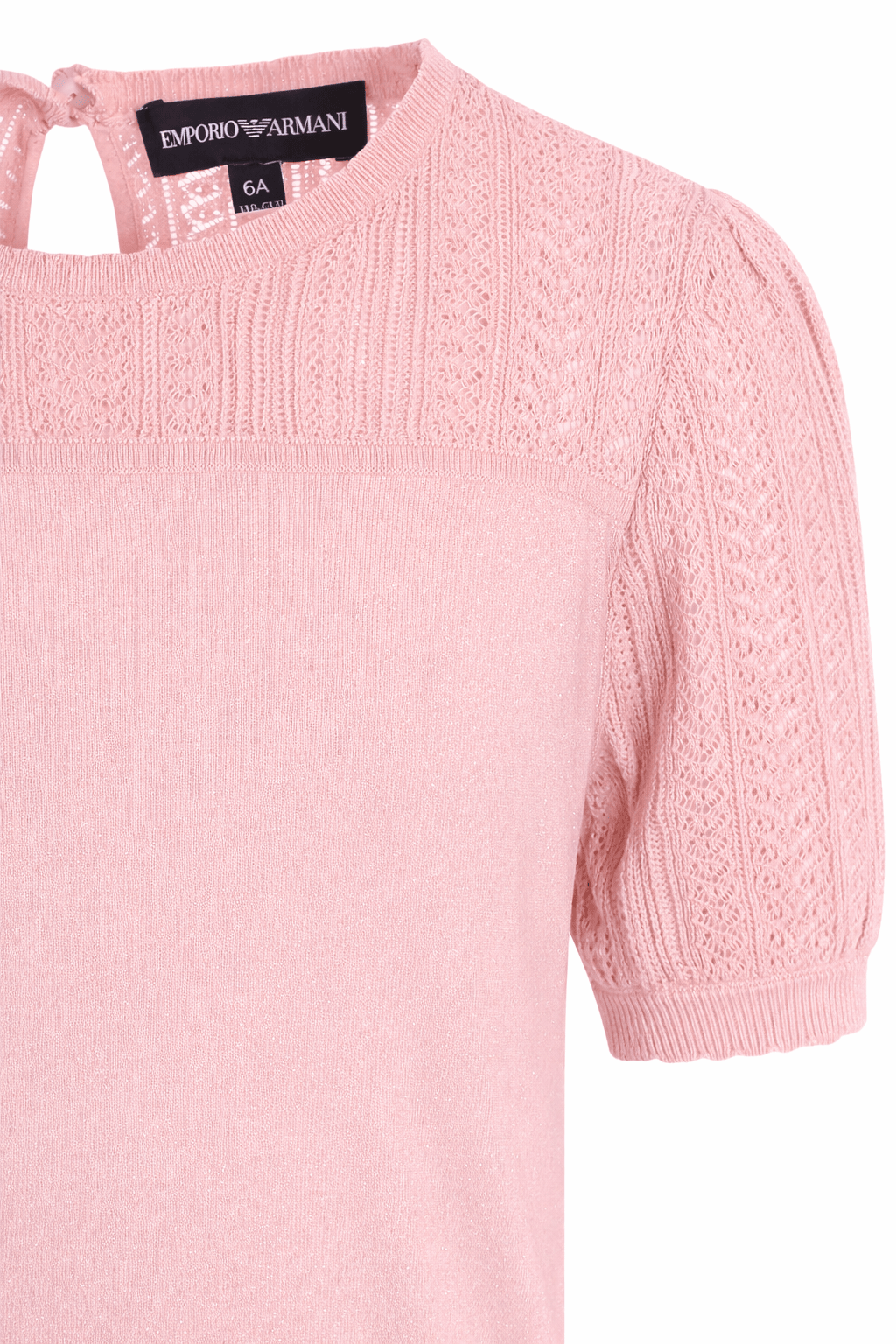 T-shirt per bambina Emporio Armani Kids rosa con maniche corte a sbuffo - Rubino Kids