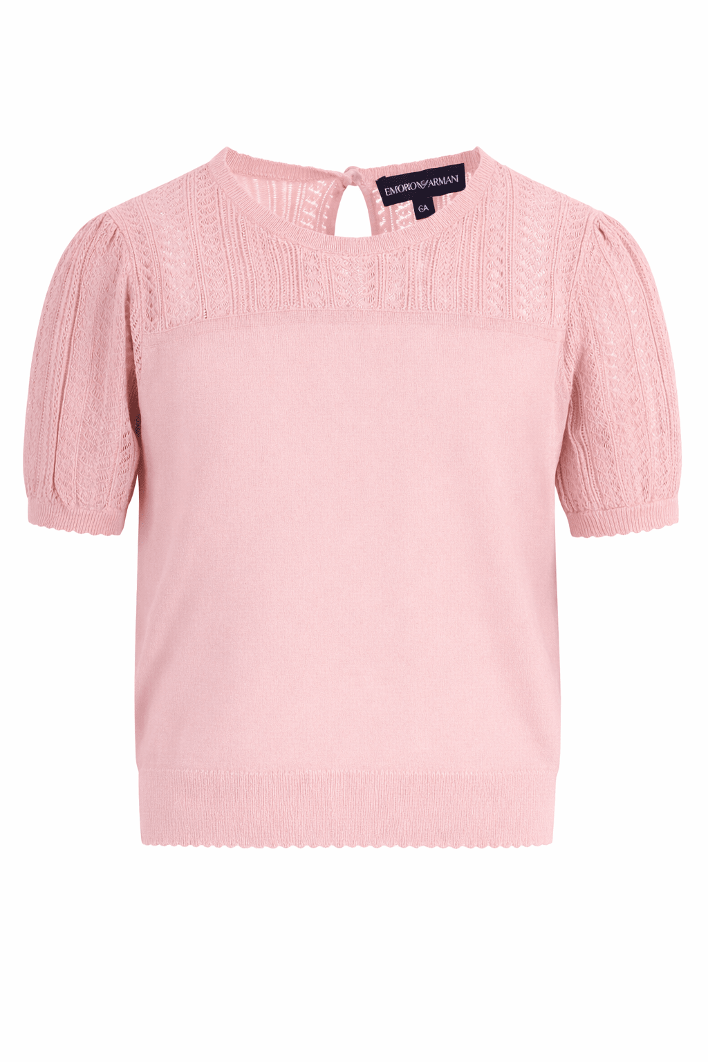 T-shirt per bambina Emporio Armani Kids rosa con maniche corte a sbuffo - Rubino Kids