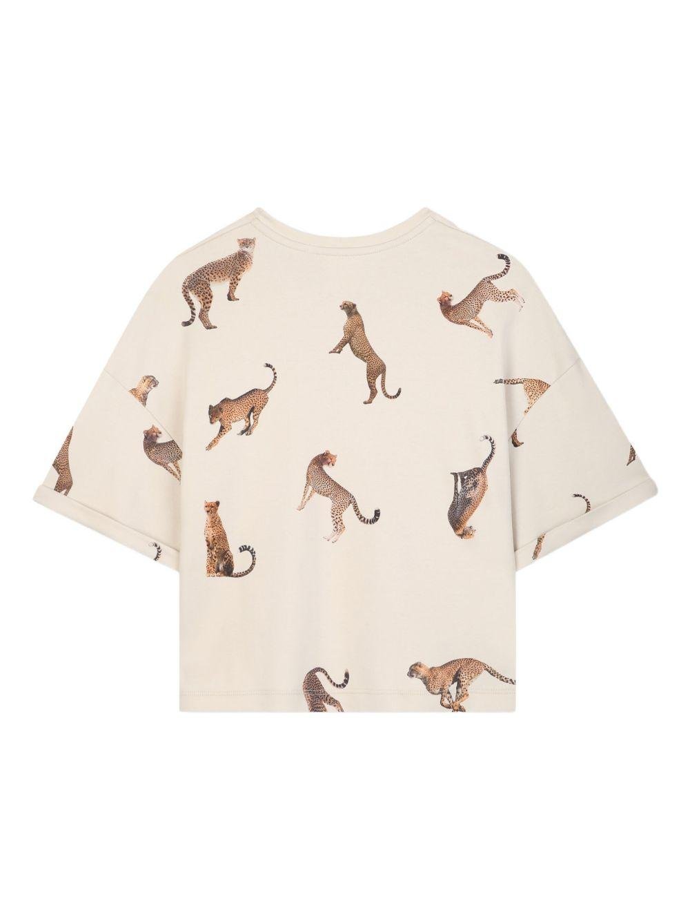 T-shirt per bambina Givenchy Kids beige con stampa leopardi - Rubino Kids