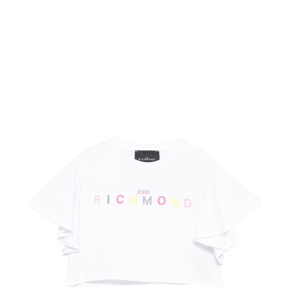 T-shirt per bambina John Richmond Junior bianca con ruches - Rubino Kids