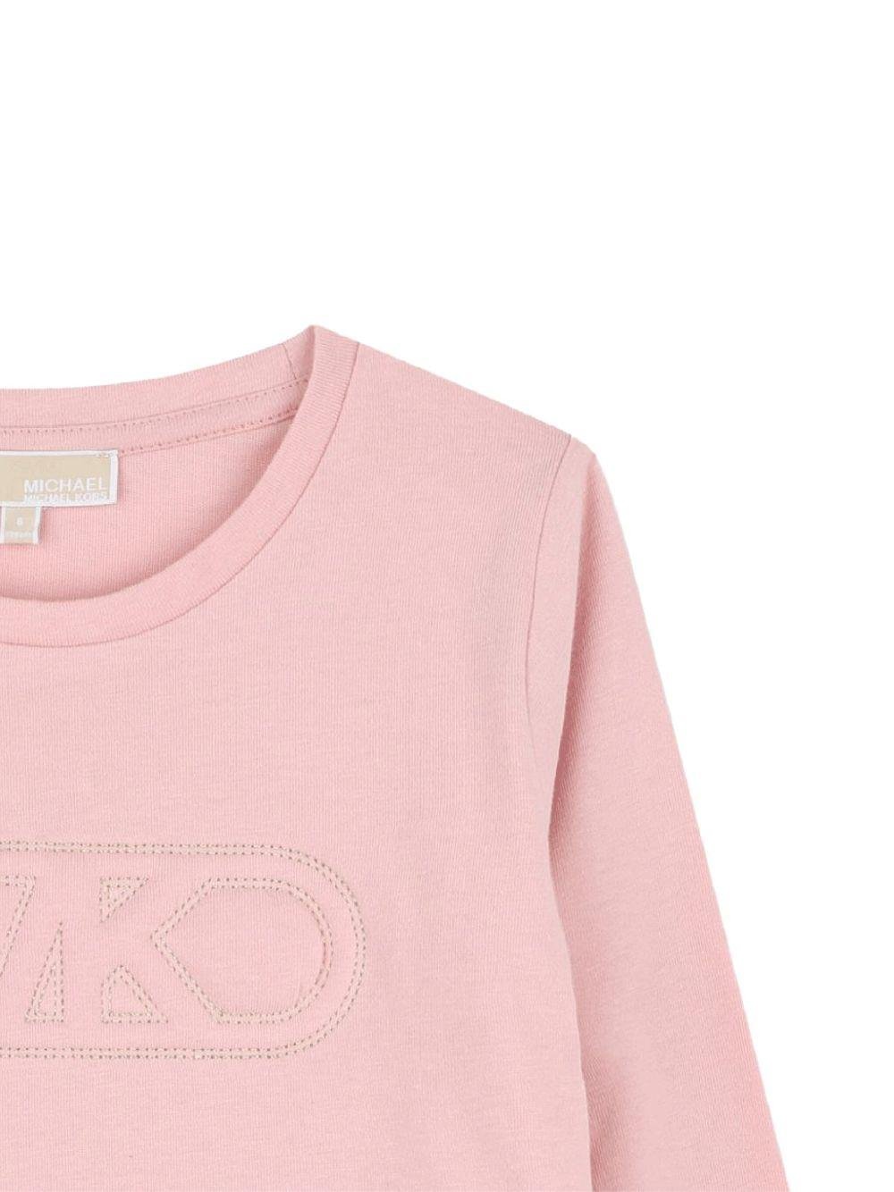 T-shirt per bambina Michael Kors Kids rosa con ricamo logo - Rubino Kids