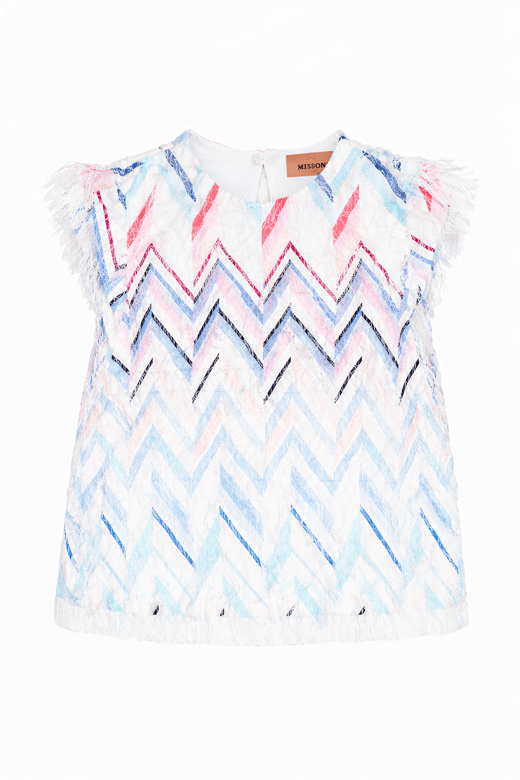 T-shirt per bambina Missoni Kids bianca con motivo a chevron - Rubino Kids