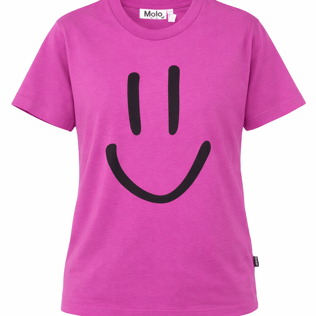T-shirt per bambina Molo fucsia con stampa smile - Rubino Kids