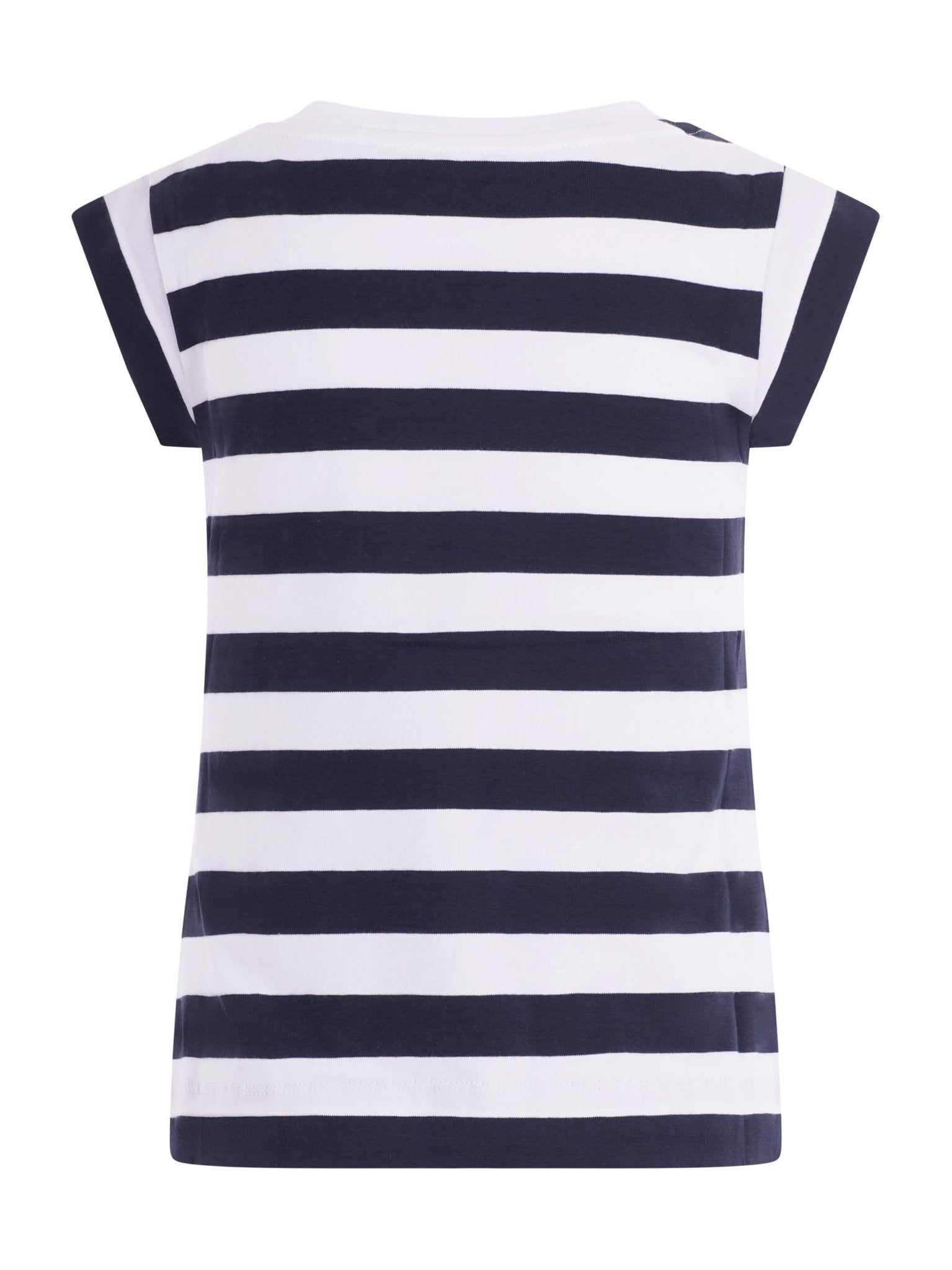 T-shirt per bambina Monnalisa blu con motivo a righe con stampa a decorazione - Rubino Kids