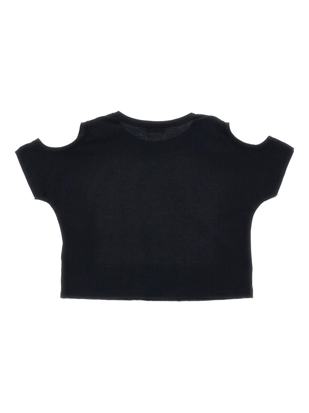 T-shirt per bambina Monnalisa nera con stampa stella - Rubino Kids