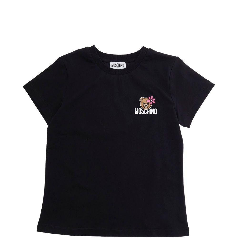 T-shirt per bambina Moschino Kids nera con stampa orsetto - Rubino Kids