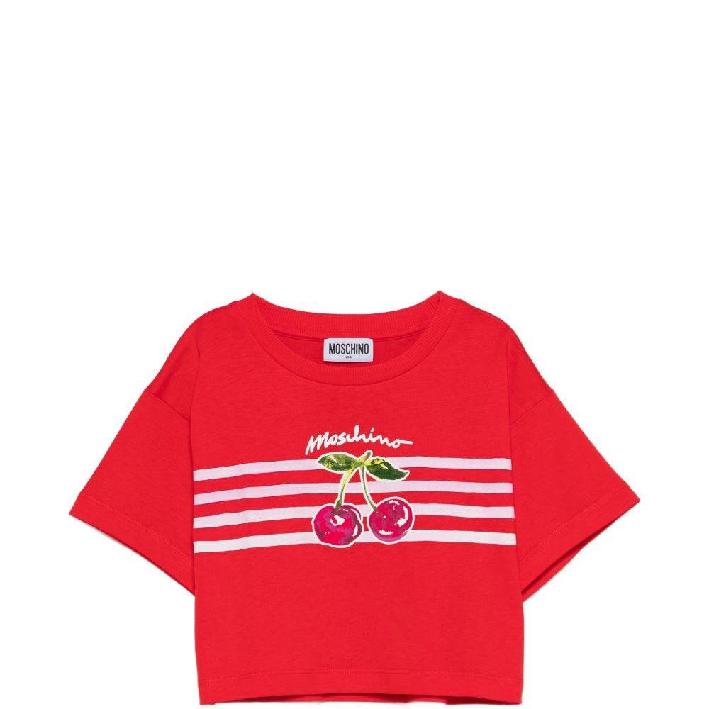 T-shirt per bambina Moschino Kids rossa con stampa ciliegie - Rubino Kids