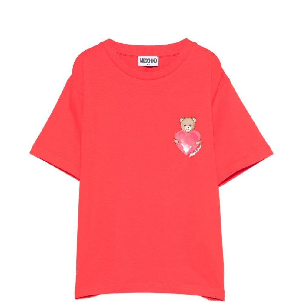 T-shirt per bambina Moschino Kids rossa con stampa Teddy Bear - Rubino Kids