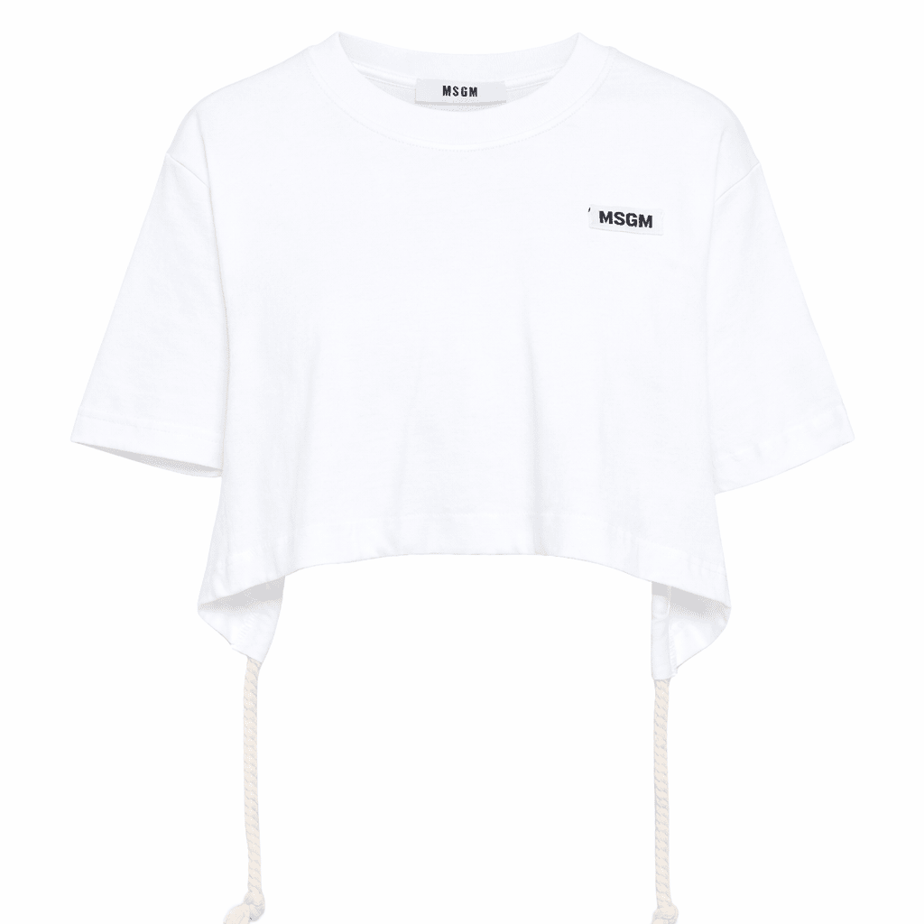 T-shirt per bambina MSGM Kids bianca con apertura sulla schiena - Rubino Kids