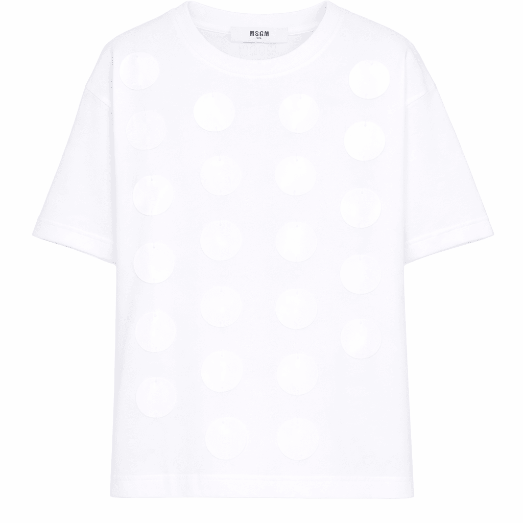 T-shirt per bambina MSGM Kids bianca con applicazioni - Rubino Kids