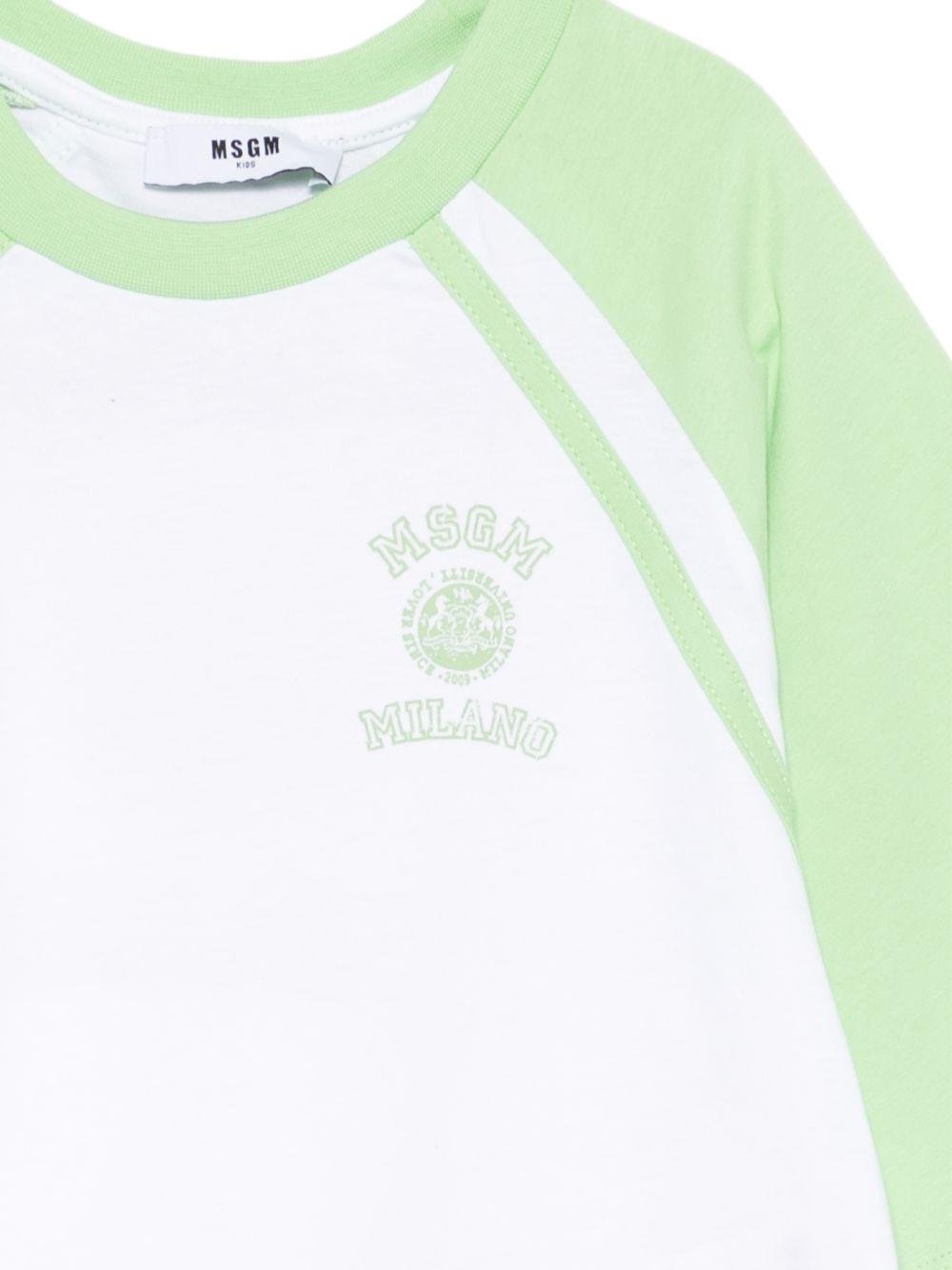 T-shirt per bambina MSGM Kids bianca con dettaglio a righe - Rubino Kids