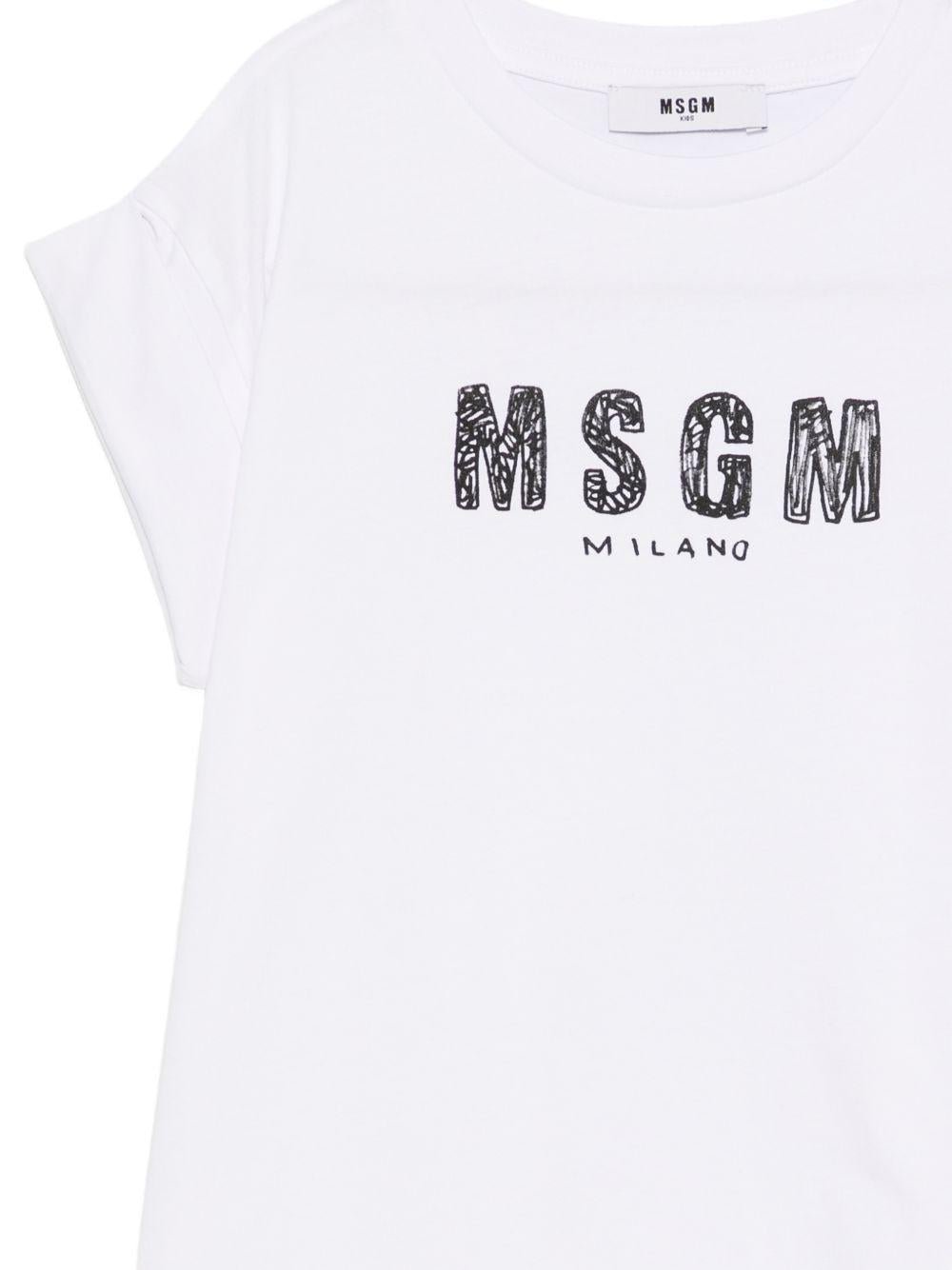 T-shirt per bambina MSGM Kids bianca con stampa logo - Rubino Kids