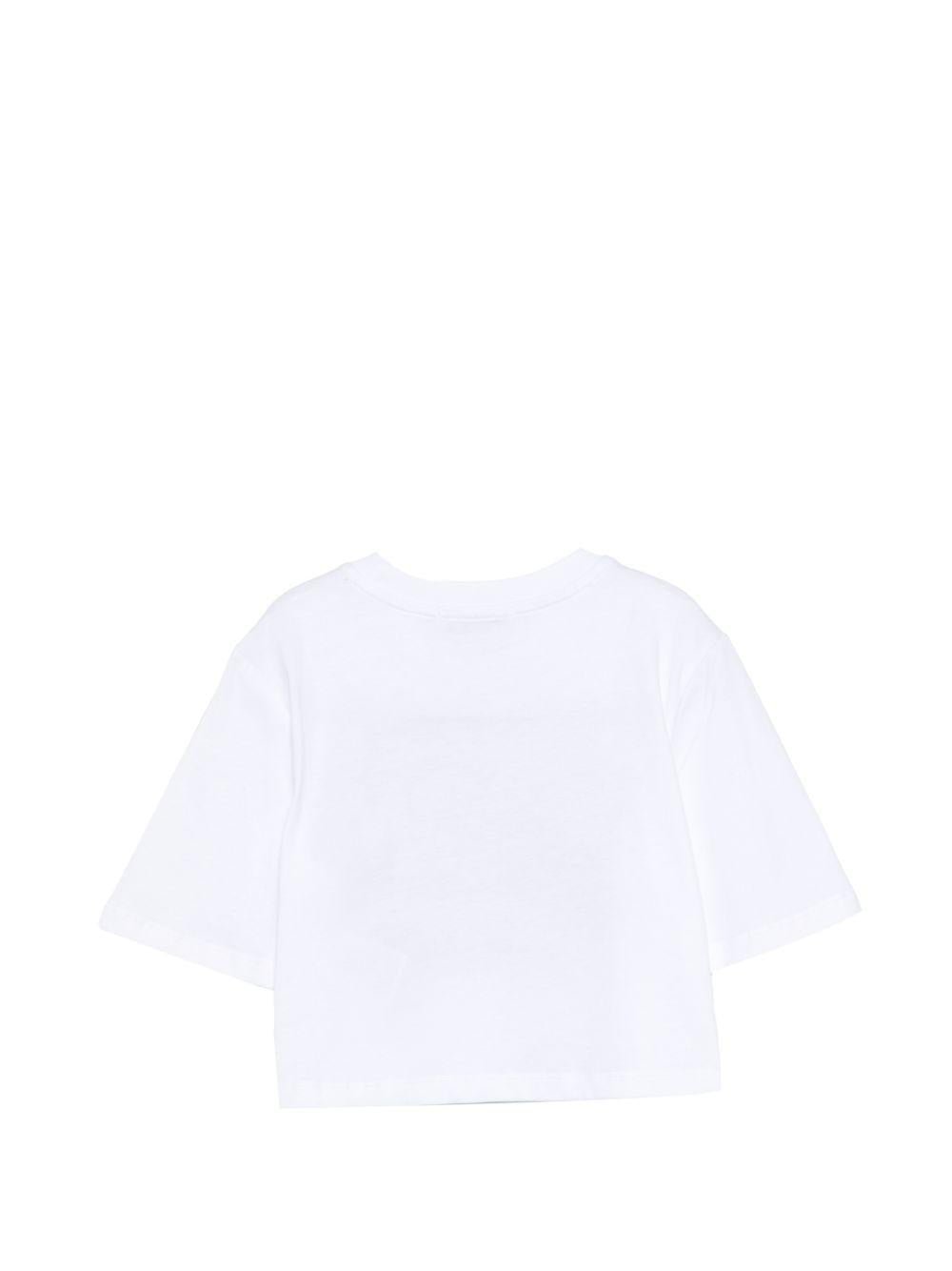 T-shirt per bambina MSGM Kids bianca con stampa logo sul davanti - Rubino Kids