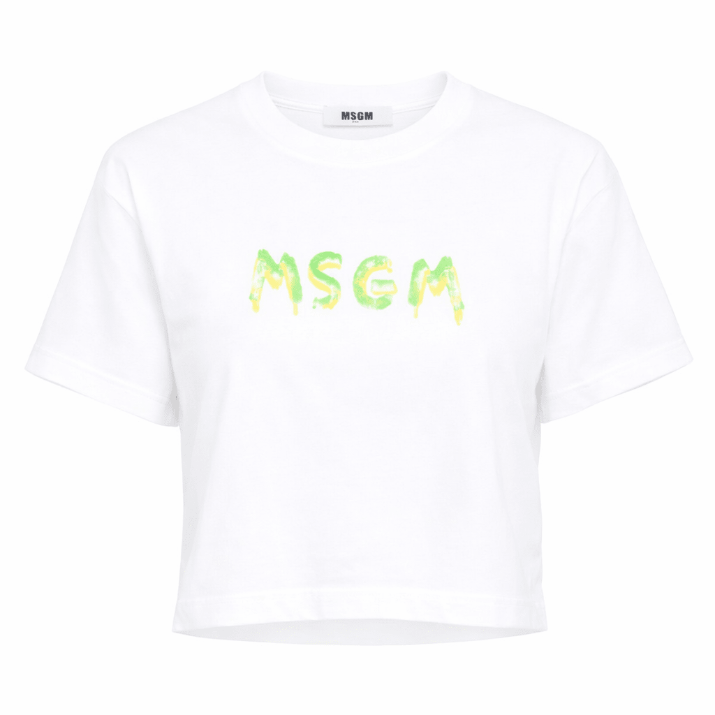 T-shirt per bambina MSGM Kids bianca modello crop - Rubino Kids