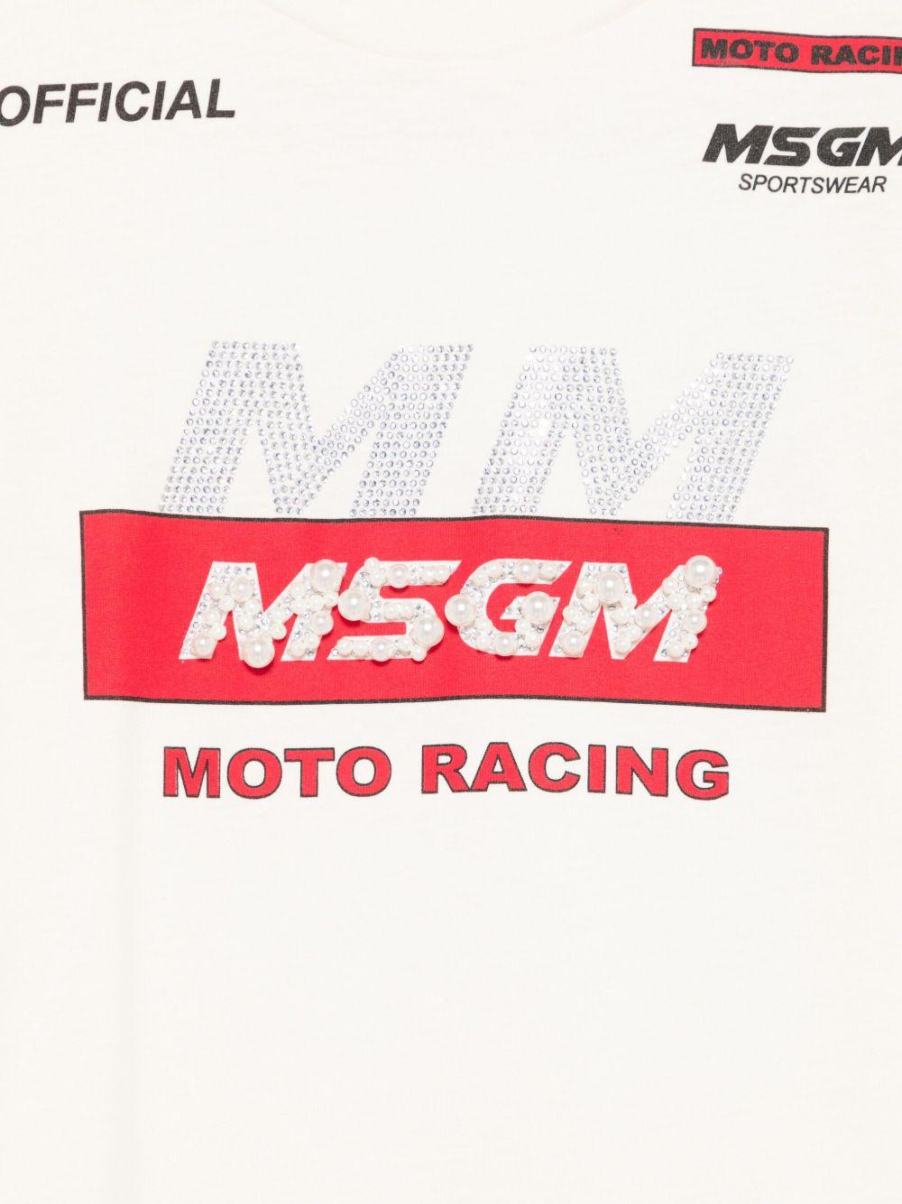 T-shirt per bambina MSGM Kids bianco con logo sul davanti - Rubino Kids