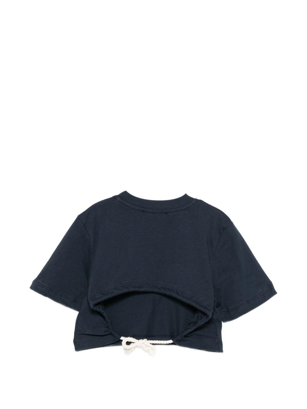 T-shirt per bambina MSGM Kids blu con apertura sulla schiena - Rubino Kids
