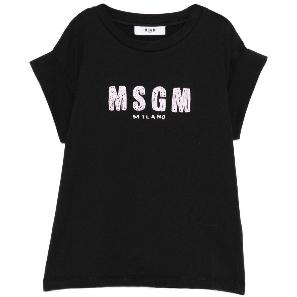 T-shirt per bambina MSGM Kids nera con stampa logo - Rubino Kids