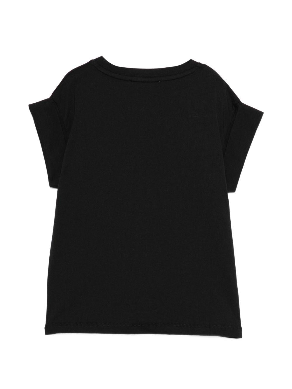 T-shirt per bambina MSGM Kids nera con stampa logo - Rubino Kids