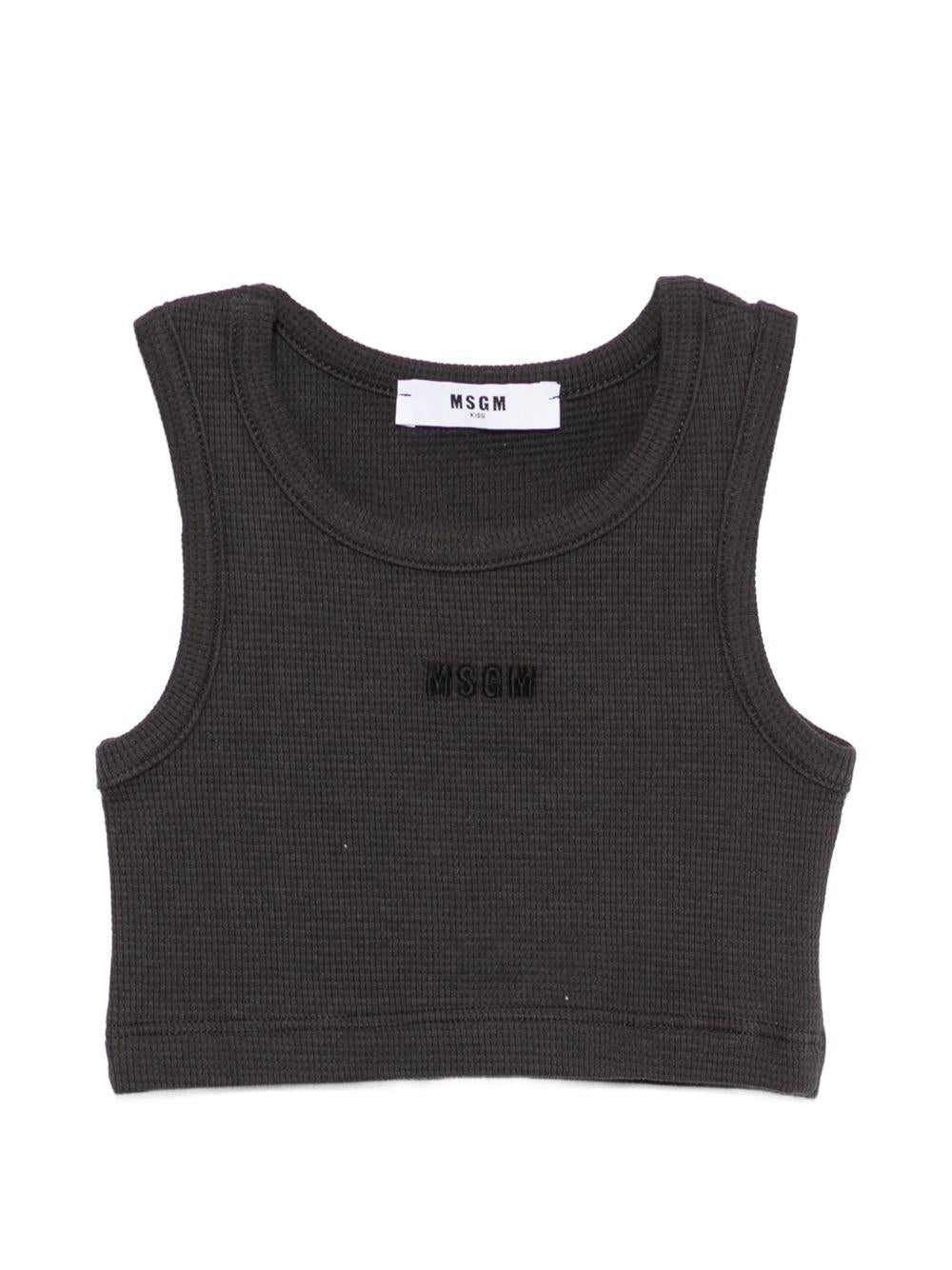 T-shirt per bambina MSGM Kids nera senza maniche - Rubino Kids