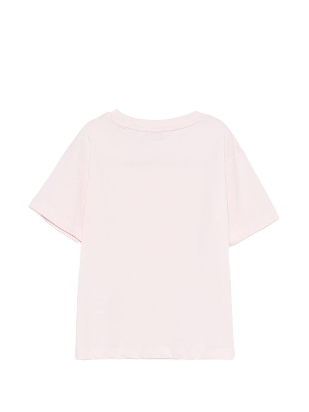 T-shirt per bambina MSGM Kids rosa con scollo rotondo - Rubino Kids