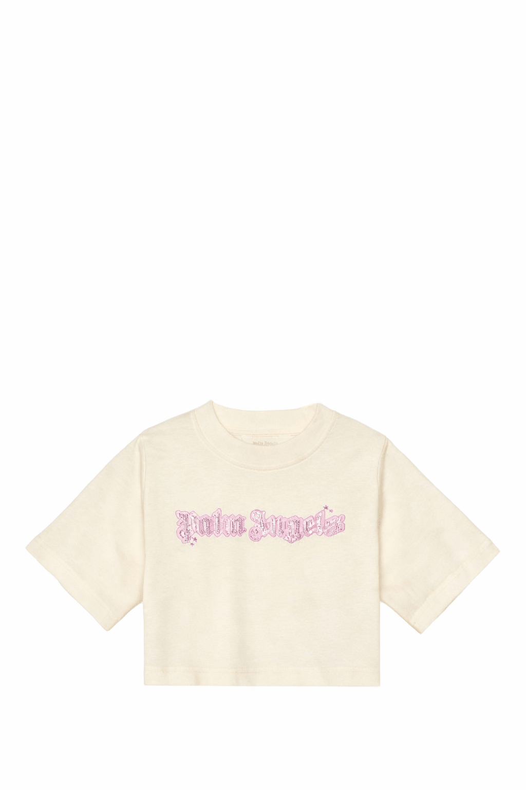 T-shirt per bambina Palm Angels Kids bianca con logo ricamato sul davanti - Rubino Kids