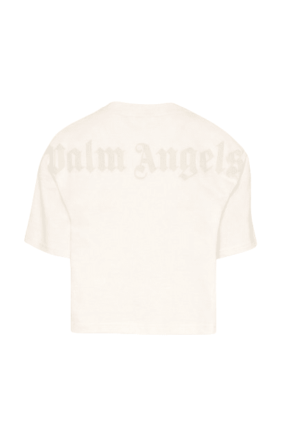 T-shirt per bambina Palm Angels Kids bianca con logo sul retro - Rubino Kids