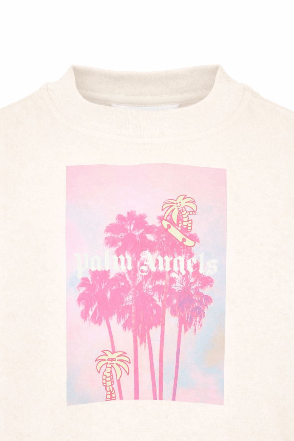 T-shirt per bambina Palm Angels Kids bianca con stampa grafica sul davanti - Rubino Kids