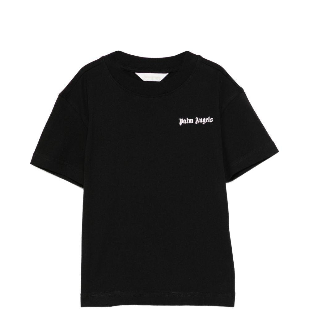T-shirt per bambina Palm Angels Kids nera con logo sul davanti - Rubino Kids