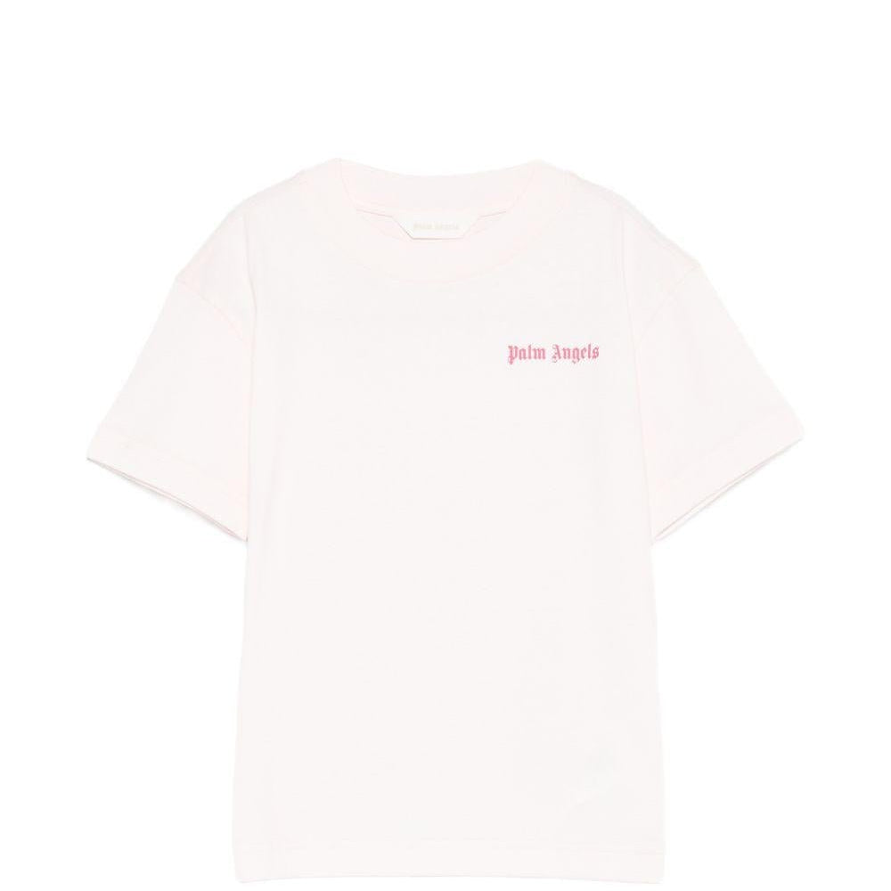 T-shirt per bambina Palm Angels Kids rosa con logo sul davanti - Rubino Kids