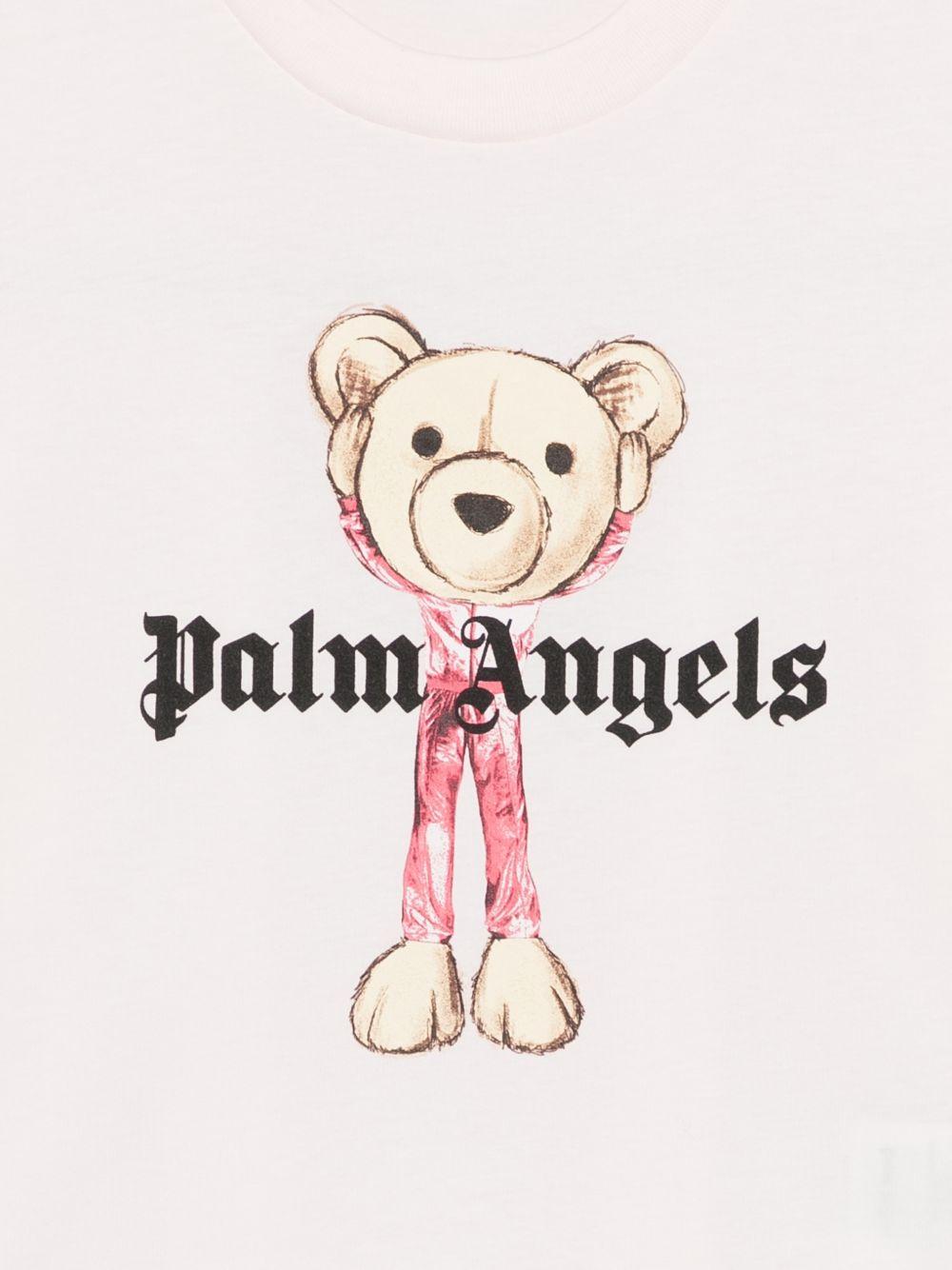 T-shirt per bambina Palm Angels Kids rosa con stampa Teddy Bear - Rubino Kids