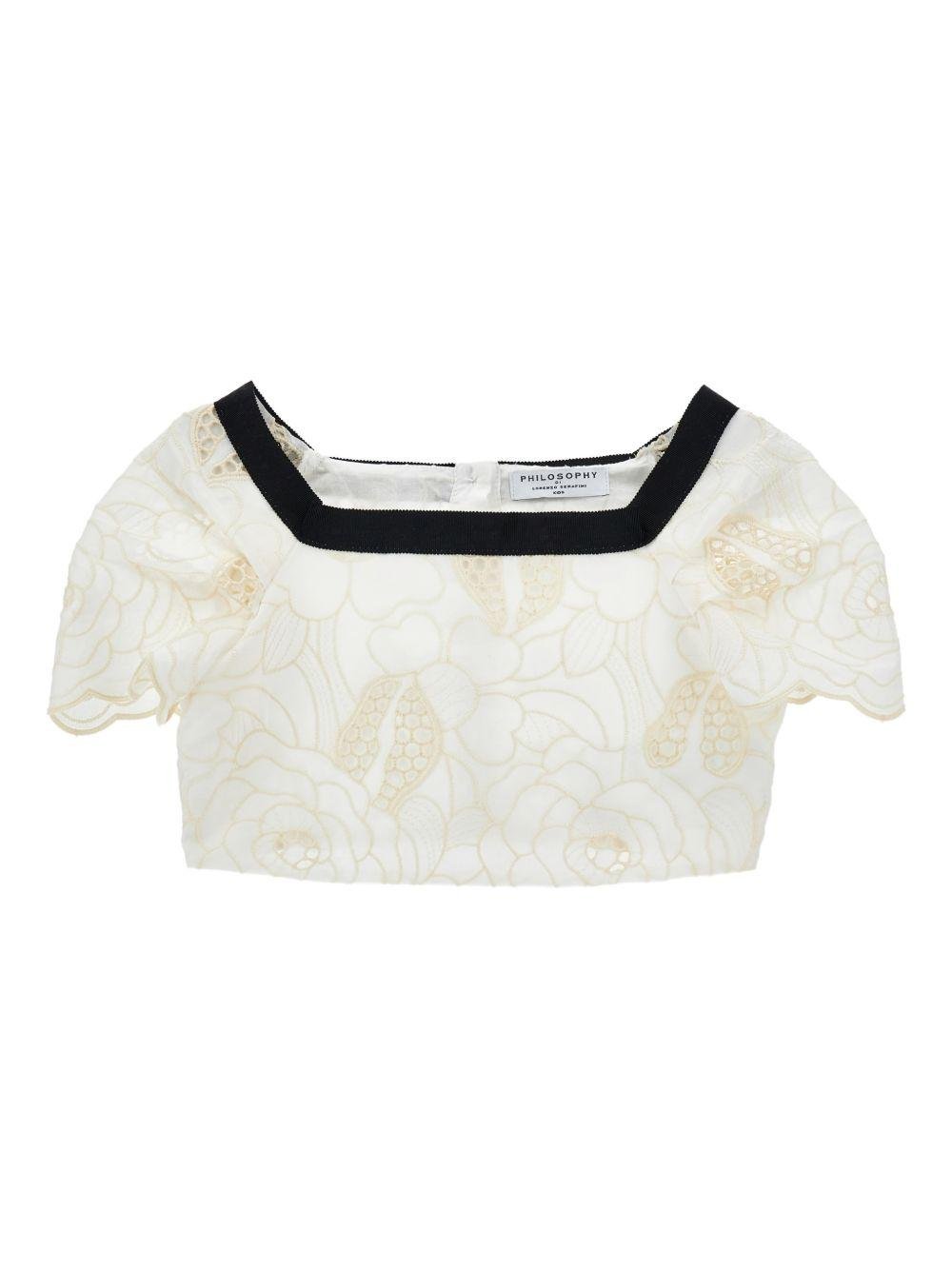 T-shirt per bambina Philosophy di Lorenzo Serafini Kids bianca con scollo quadrato - Rubino Kids