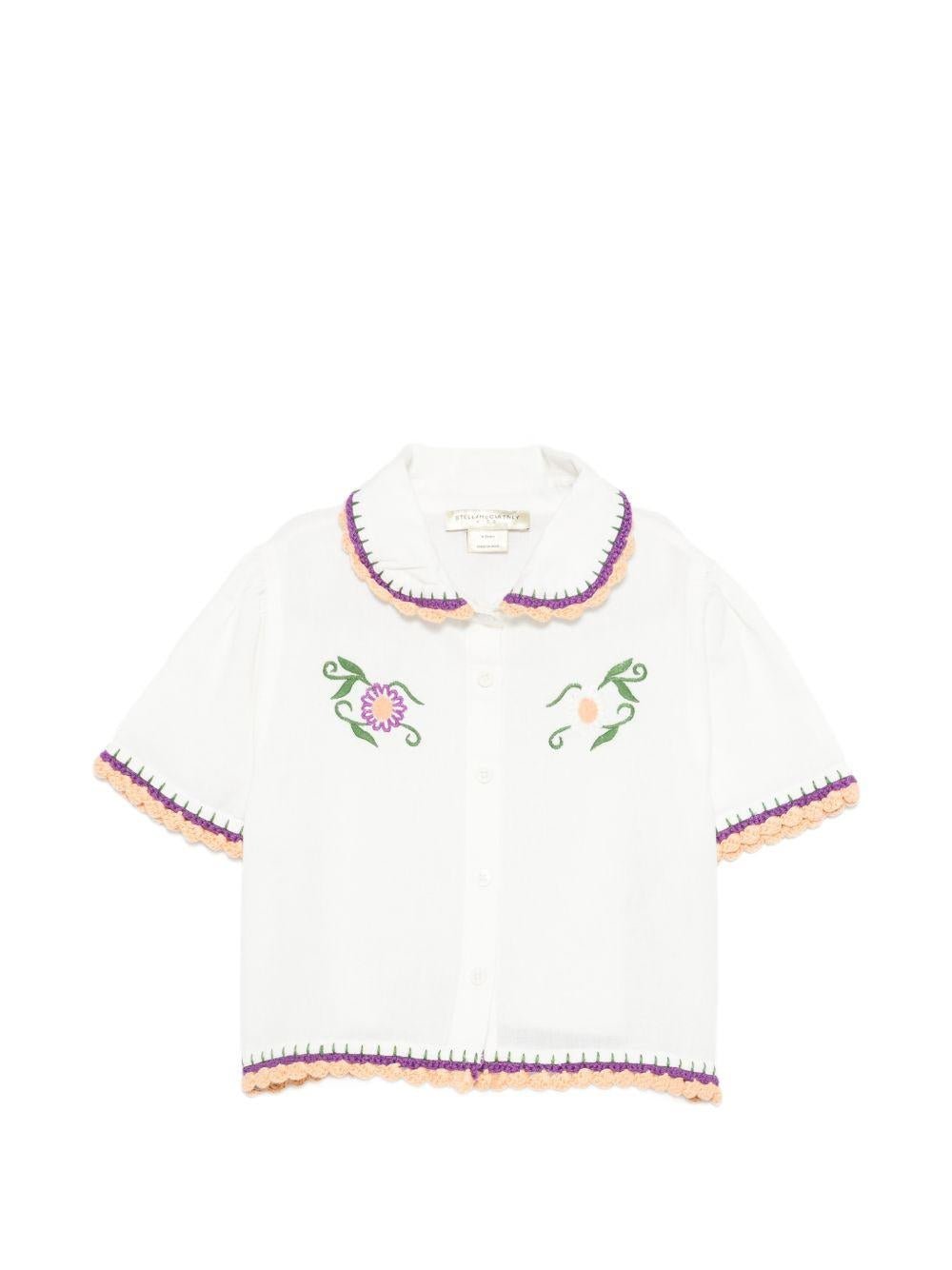 T-shirt per bambina Stella McCartney Kids bianca con colletto alla Peter Pan - Rubino Kids