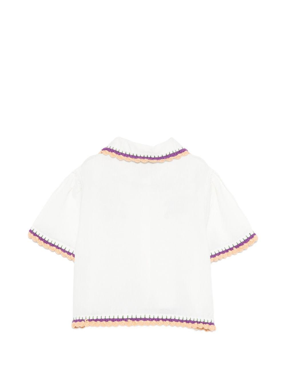 T-shirt per bambina Stella McCartney Kids bianca con colletto alla Peter Pan - Rubino Kids