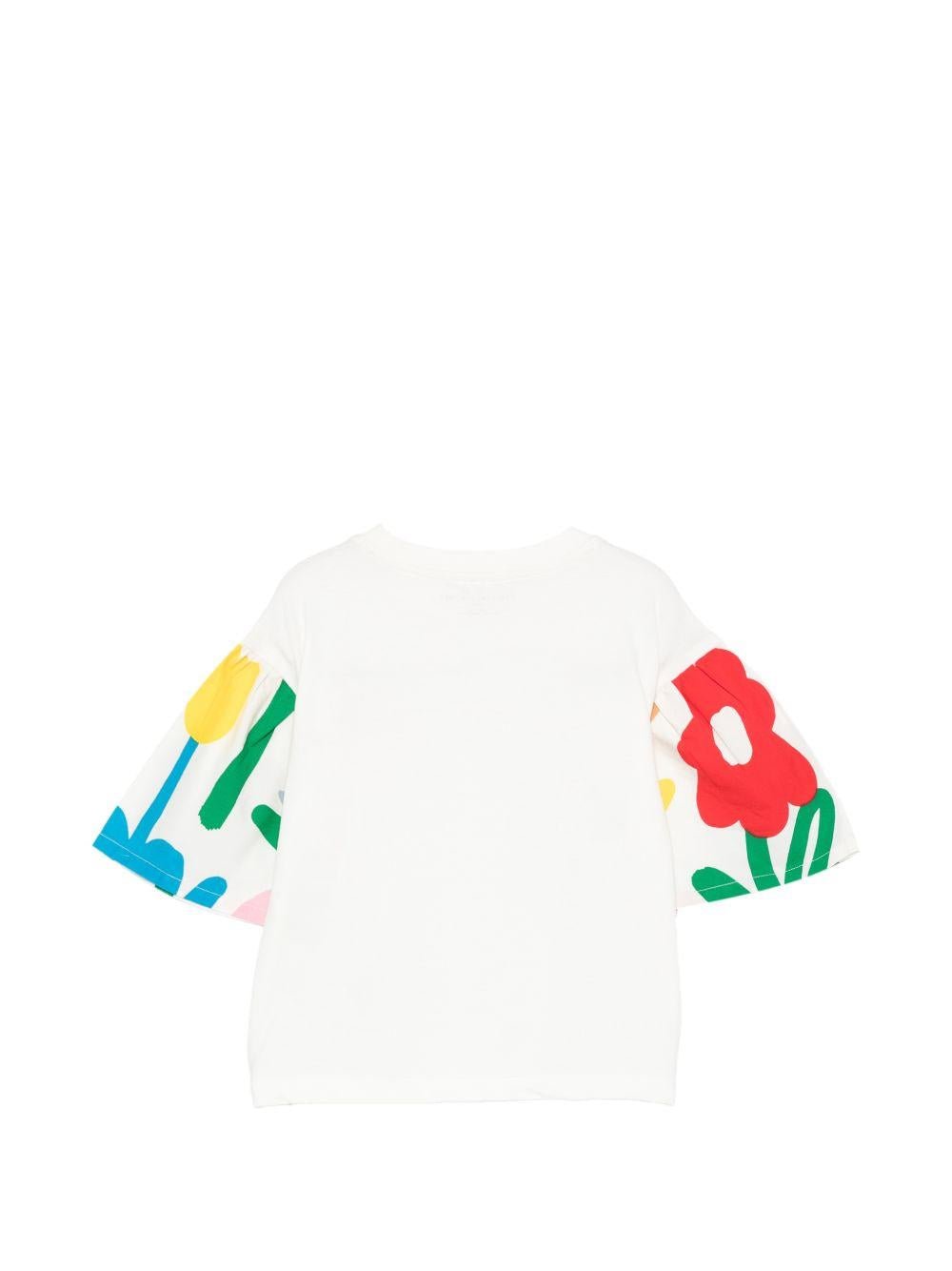 T-shirt per bambina Stella McCartney Kids bianca con stampa floreale - Rubino Kids