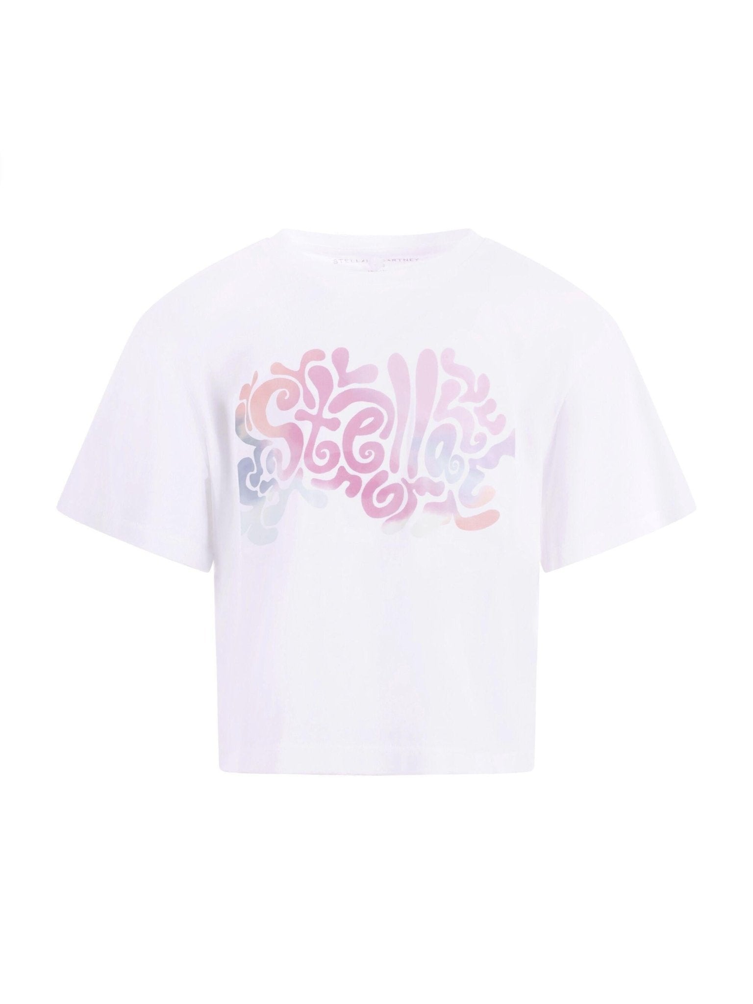 T-shirt per bambina Stella McCartney Kids bianca con stampa grafica sul davanti - Rubino Kids