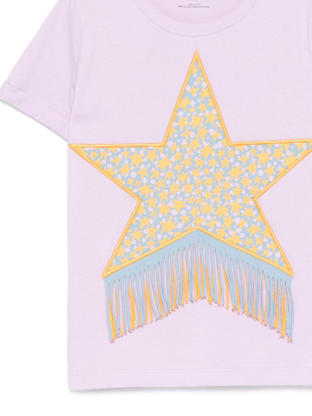 T-shirt per bambina Stella McCartney Kids lilla con dettaglio frange - Rubino Kids