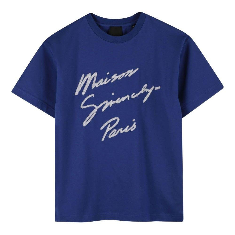 T-shirt per bambini Givenchy Kids blu con stampa logo bianco a lettere - Rubino Kids