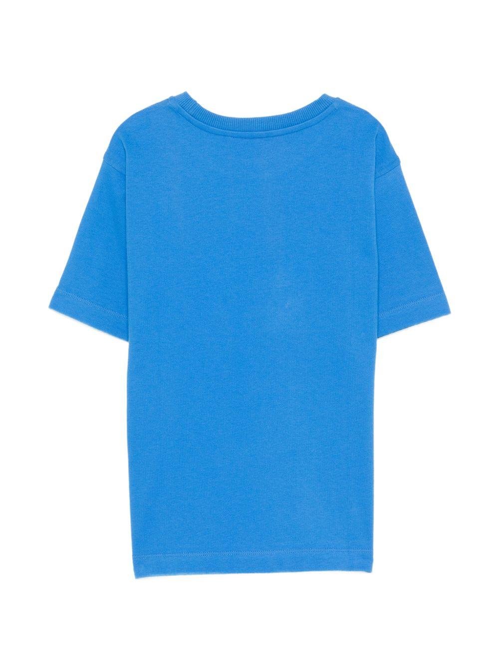 T-shirt per bambini Moschino Kids azzurra con stampa Teddy Bear sul davanti - Rubino Kids