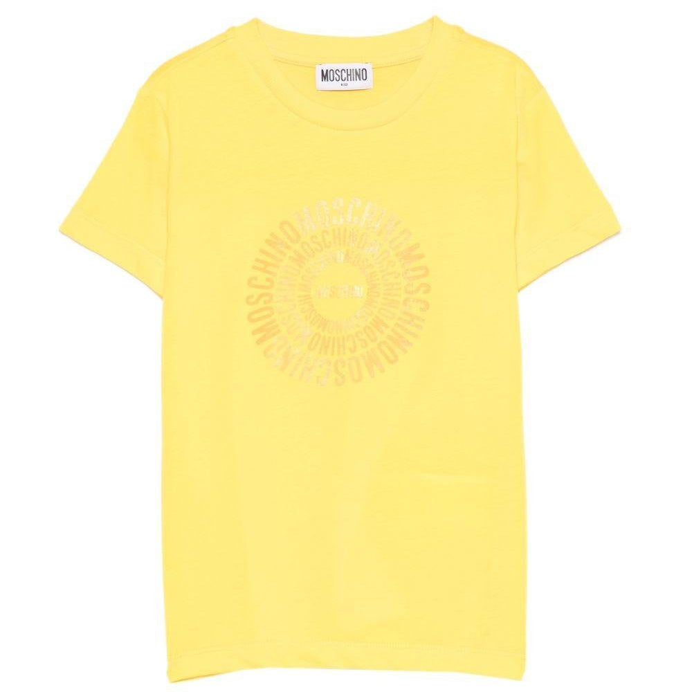 T-shirt per bambini Moschino Kids gialla con logo a spirale sul davanti - Rubino Kids