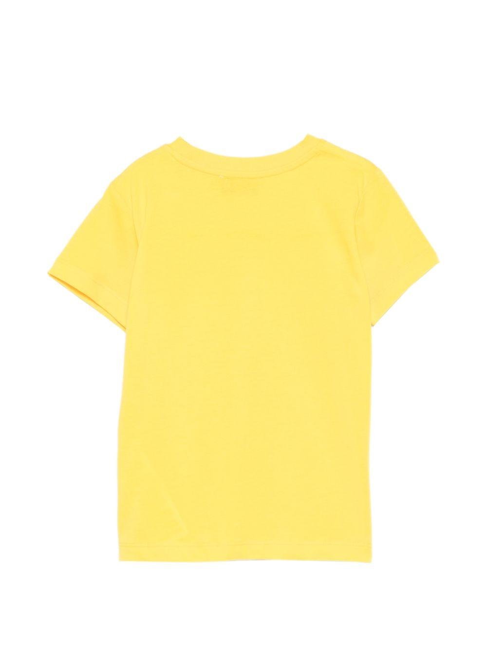 T-shirt per bambini Moschino Kids gialla con ricamo orsetto sul davanti - Rubino Kids