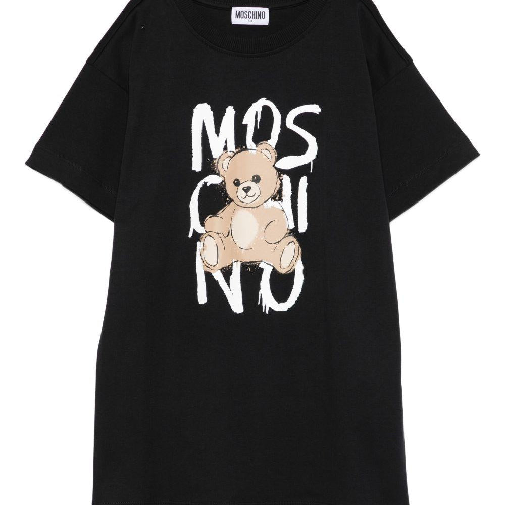 T-shirt per bambini Moschino Kids nera con stampa orsetto - Rubino Kids