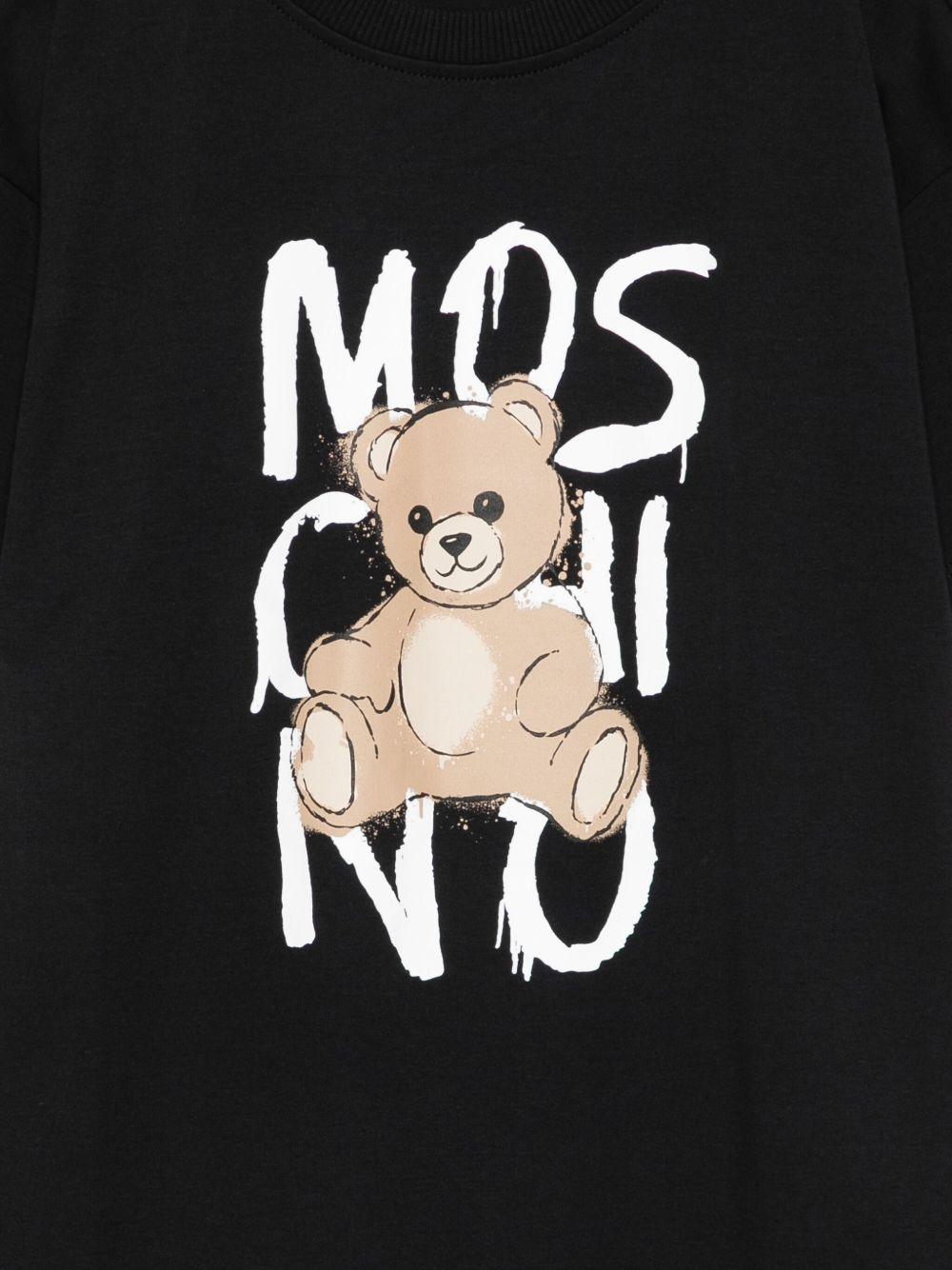 T-shirt per bambini Moschino Kids nera con stampa orsetto - Rubino Kids