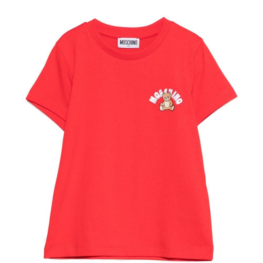 T-shirt per bambini Moschino Kids rossa con stampa Teddy Bear - Rubino Kids