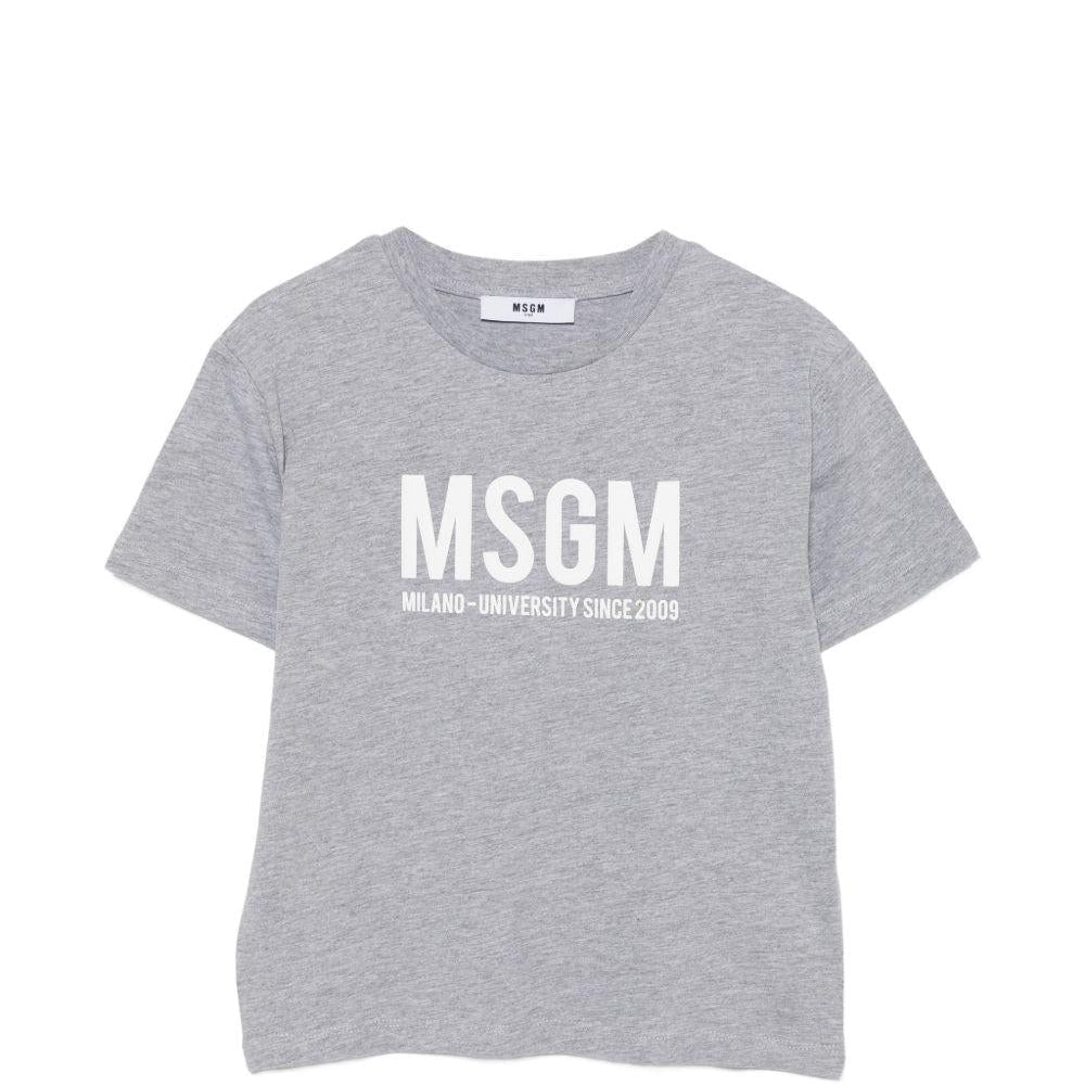 T-shirt per bambini MSGM Kids grigia con logo sul davanti - Rubino Kids