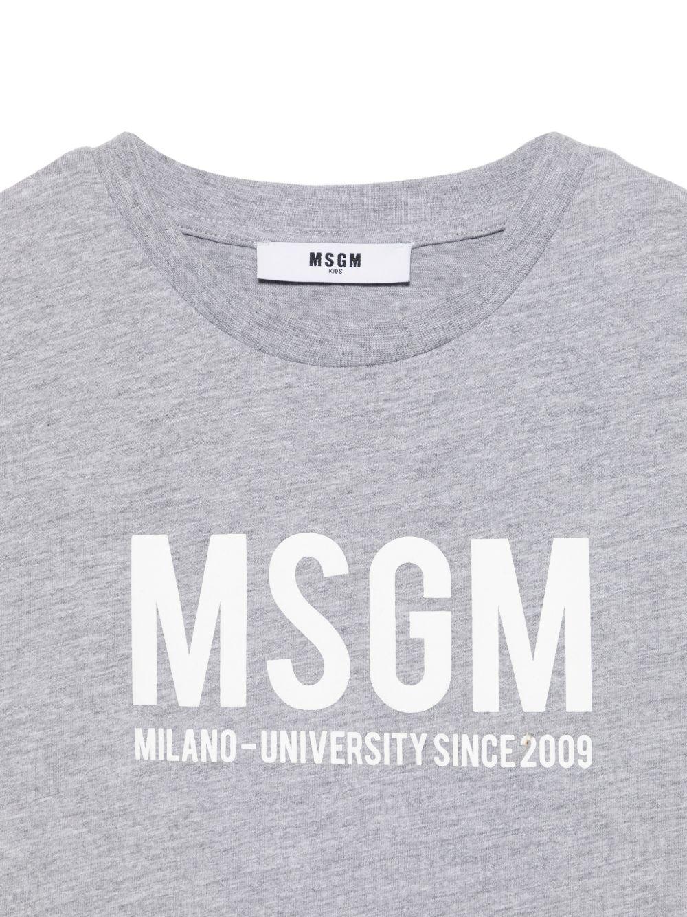 T-shirt per bambini MSGM Kids grigia con logo sul davanti - Rubino Kids