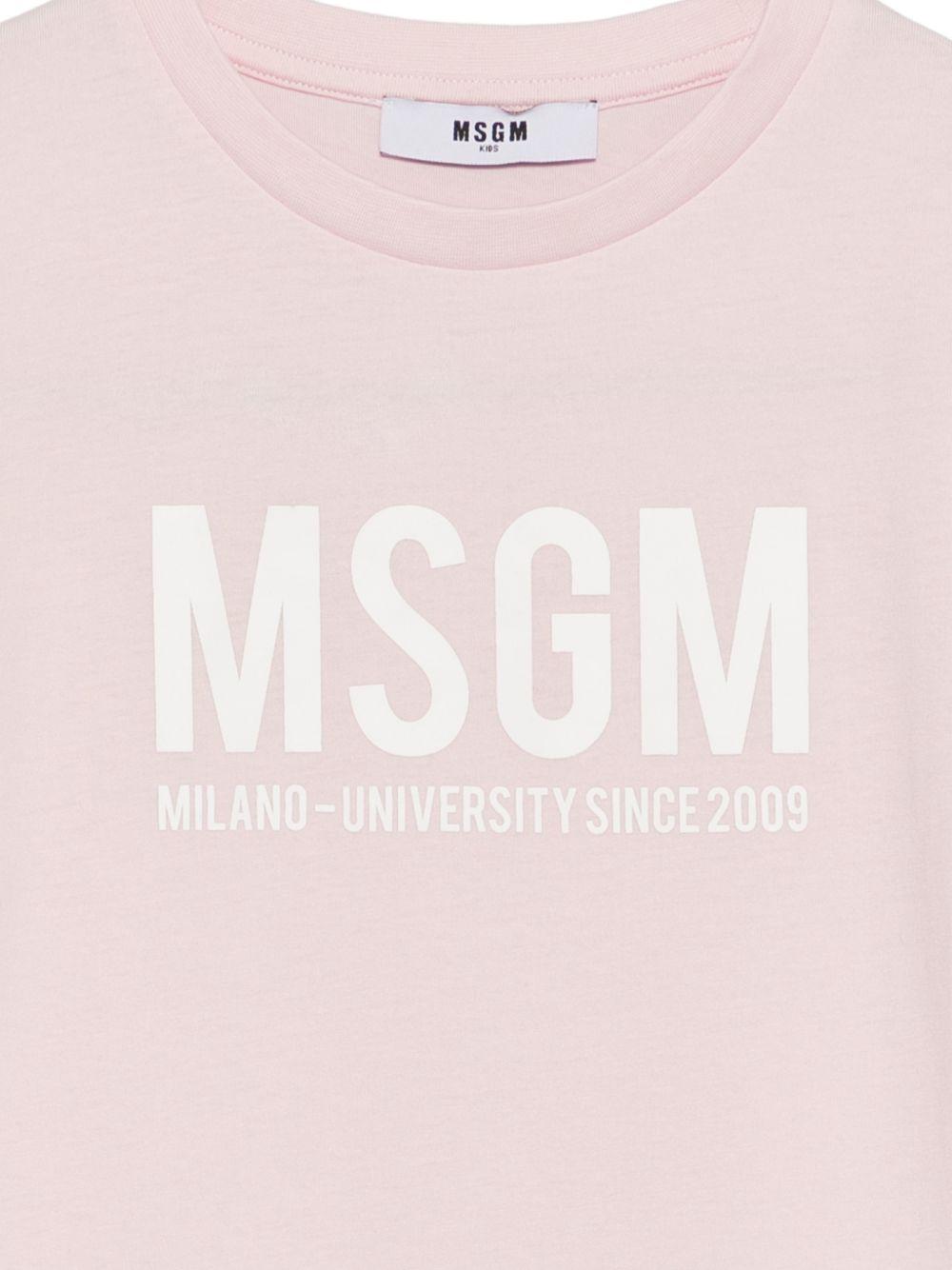 T-shirt per bambini MSGM Kids rosa con logo sul davanti - Rubino Kids
