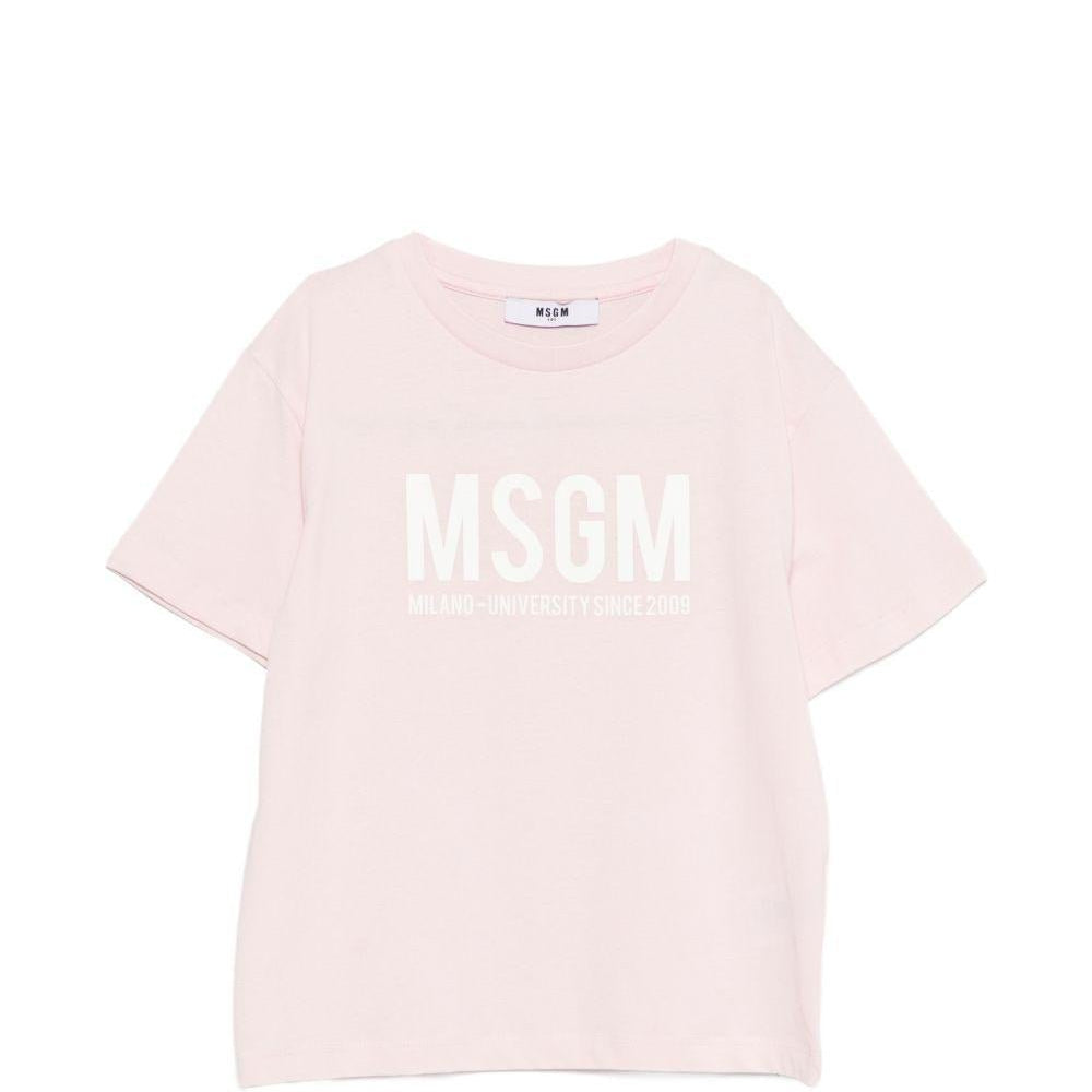 T-shirt per bambini MSGM Kids rosa con logo sul davanti - Rubino Kids