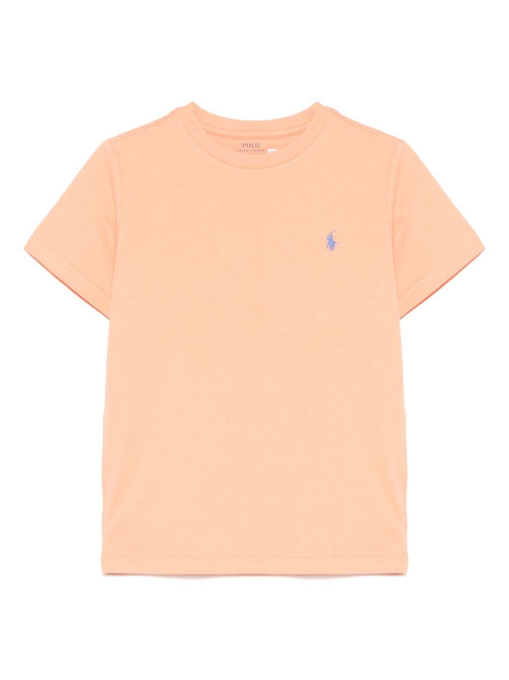 T-shirt per bambini Polo Ralph Lauren Kids arancione con ricamo sul petto - Rubino Kids