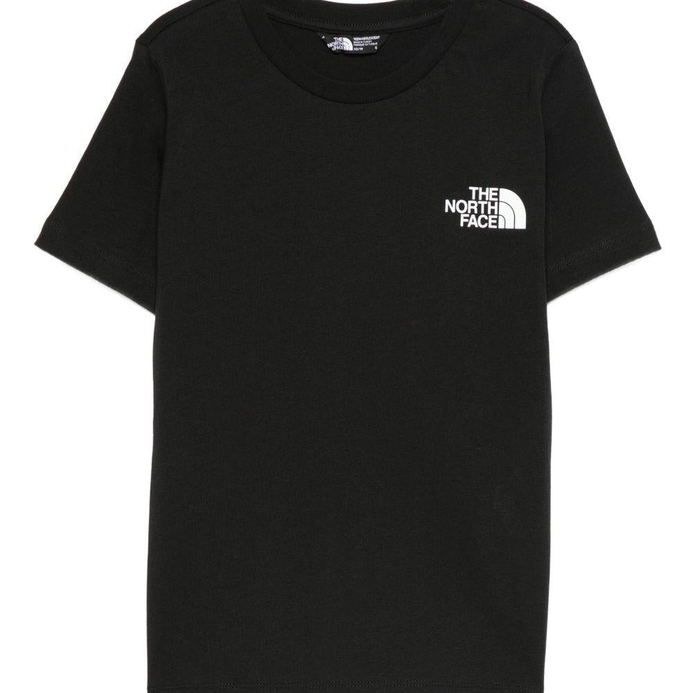 T-shirt per bambini The North Face Kids nera con logo sul petto - Rubino Kids