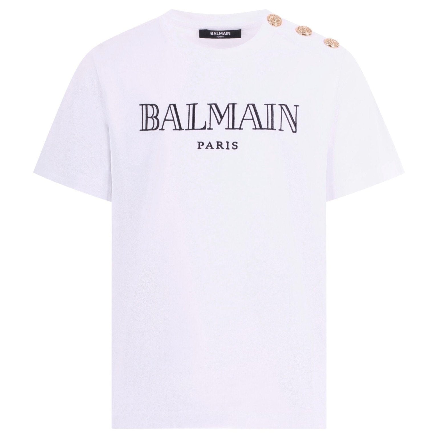 T-shirt per bambino Balmain Kids bianca con bottoni dorati - Rubino Kids
